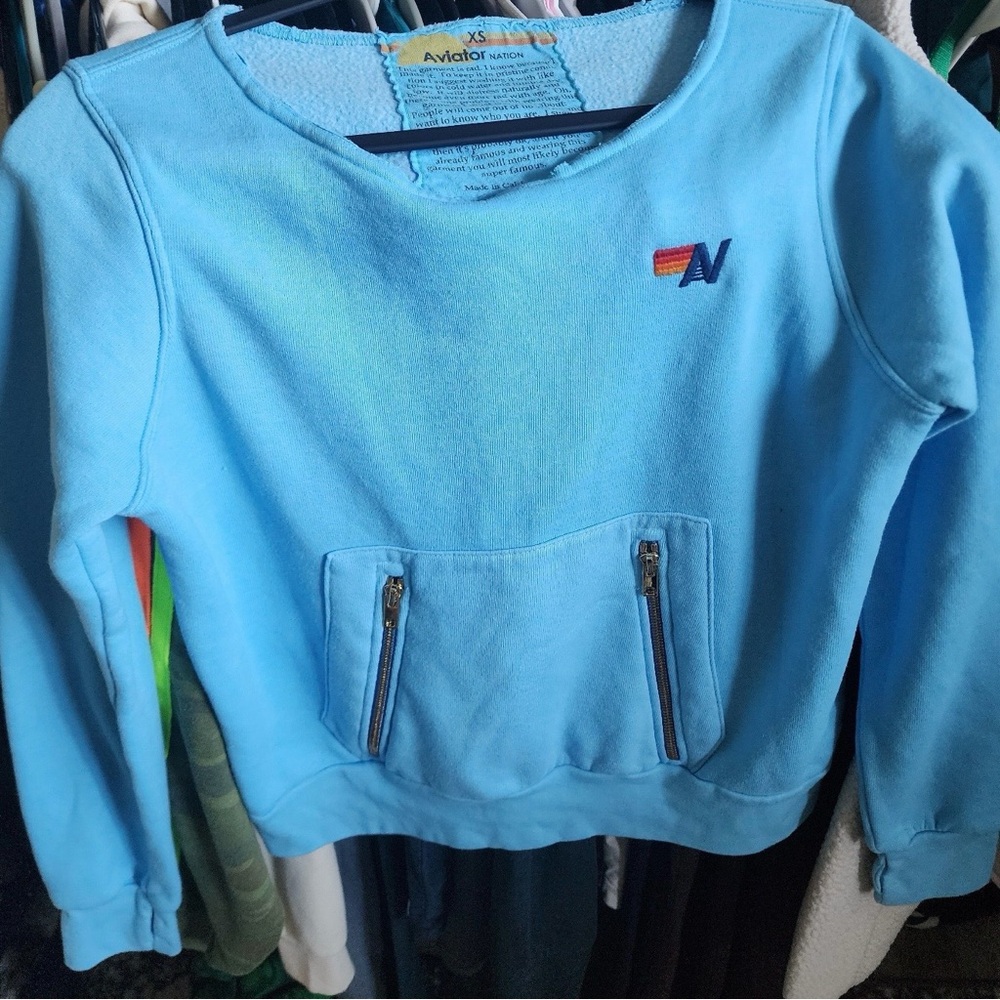 ****SOLD***Aviator Nation Blue Ninja sweatshirt**please read & look at pics